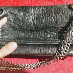 AllSaints Chain Strap Black Leather Shoulder Bag